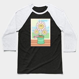 Copy of Flowers With Faces - Windowsill Baseball T-Shirt